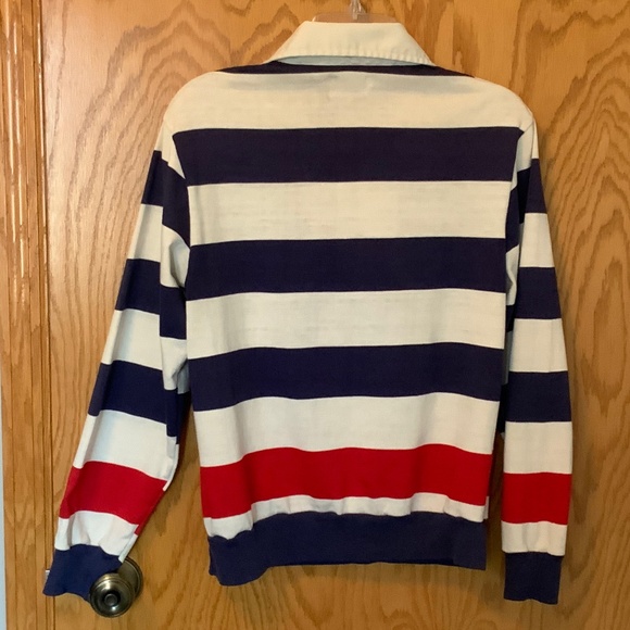 Oxford Sportswear - Classic Striped Polo Shirt Blue Cream Red - Picture 2 of 9